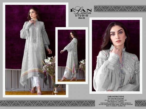 Elan Lawn Studio Ma 45 Designer Top With Bottom Collection